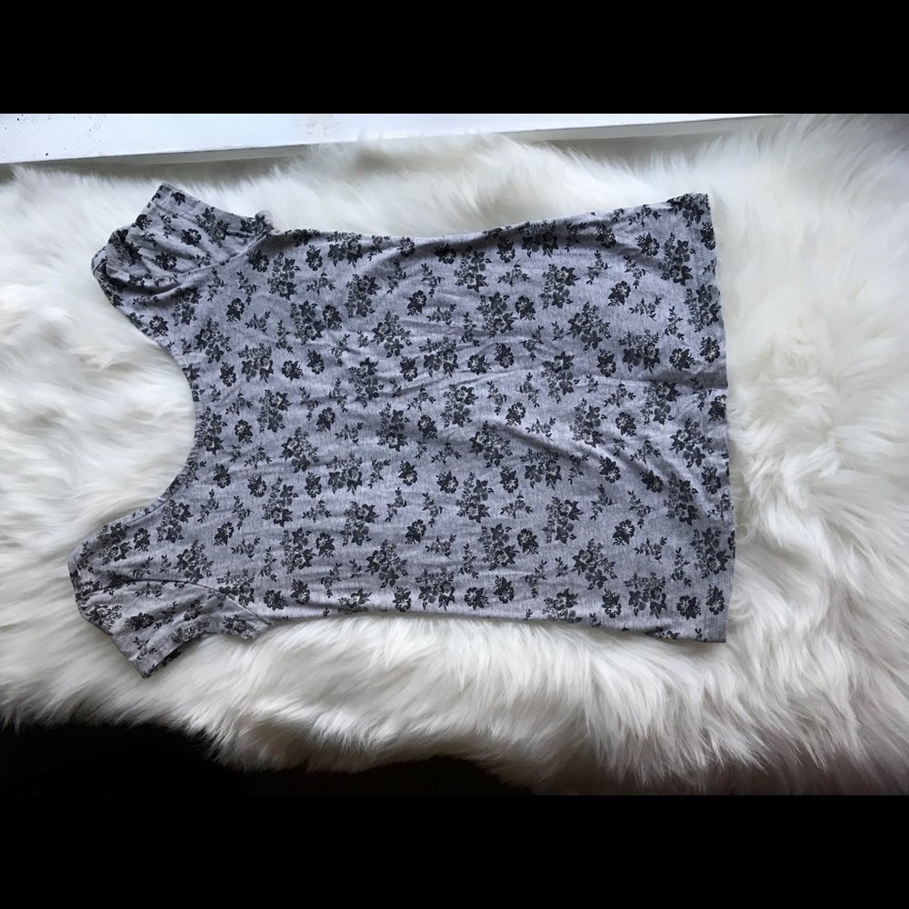 Floral grey and black blouse